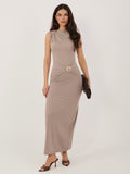 Vestido midi fango con draping RUE PARIS
