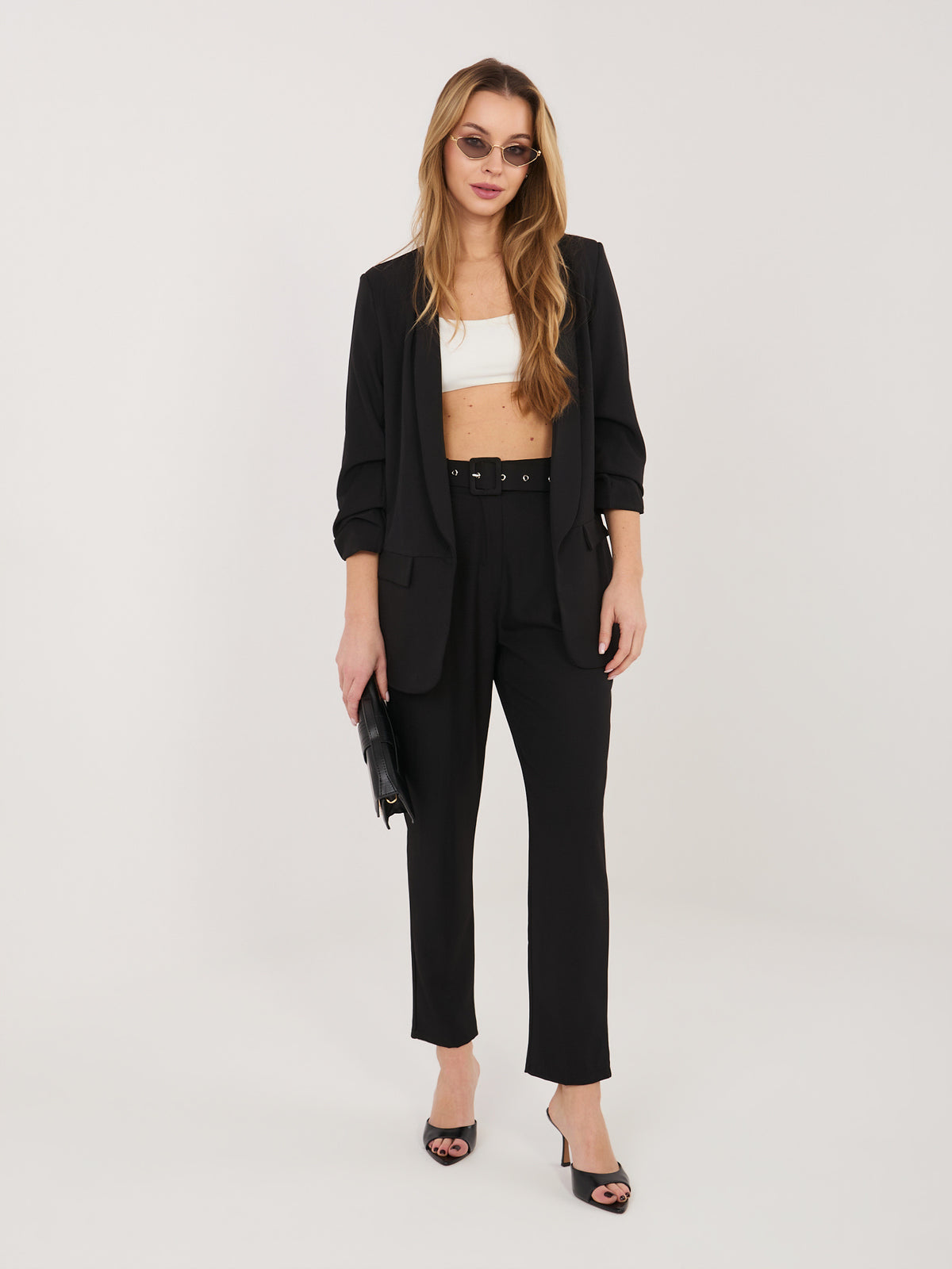 Conjunto traje negro con blazer RUE PARIS
