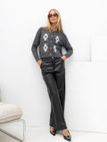 Pantalón ancho de ecopiel negro