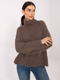 Jersey cuello chimenea fango de punto grueso