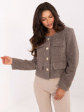 Blazer Fango con Botones Decorativos