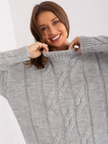 Vestido de punto gris con cuello alto