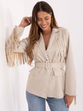 Blazer beige efecto ante con cinturón
