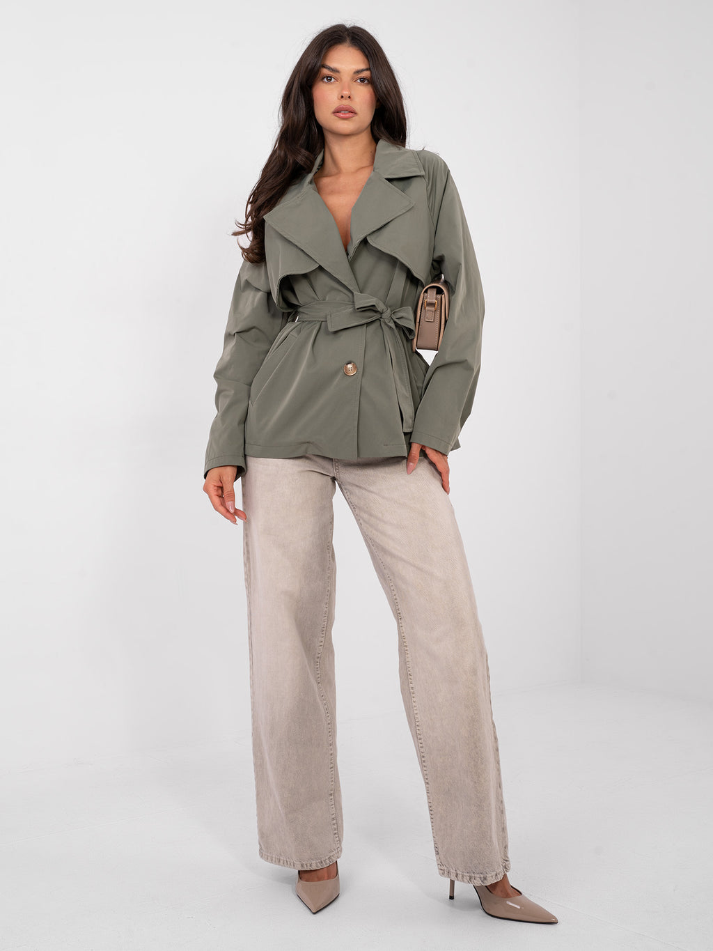 Trench Khaki con Cinturón