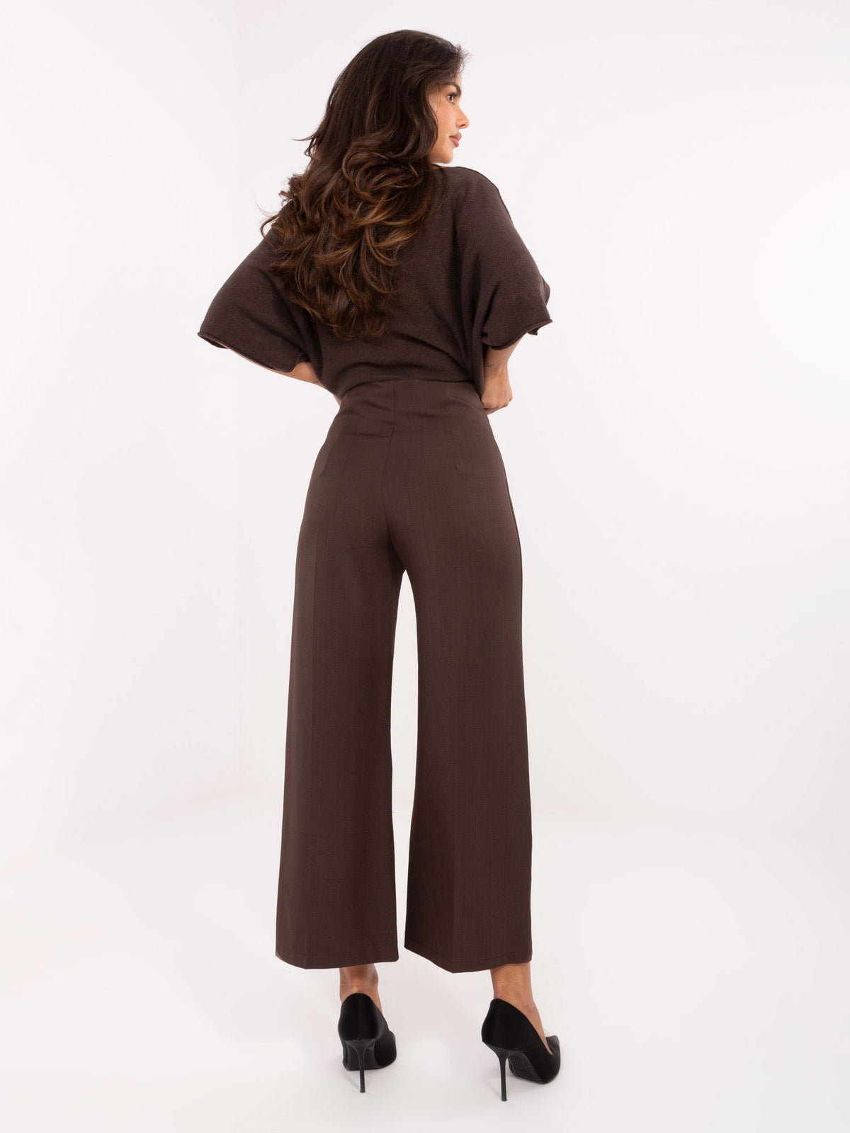 Pantalón culotte traje marrón oscuro