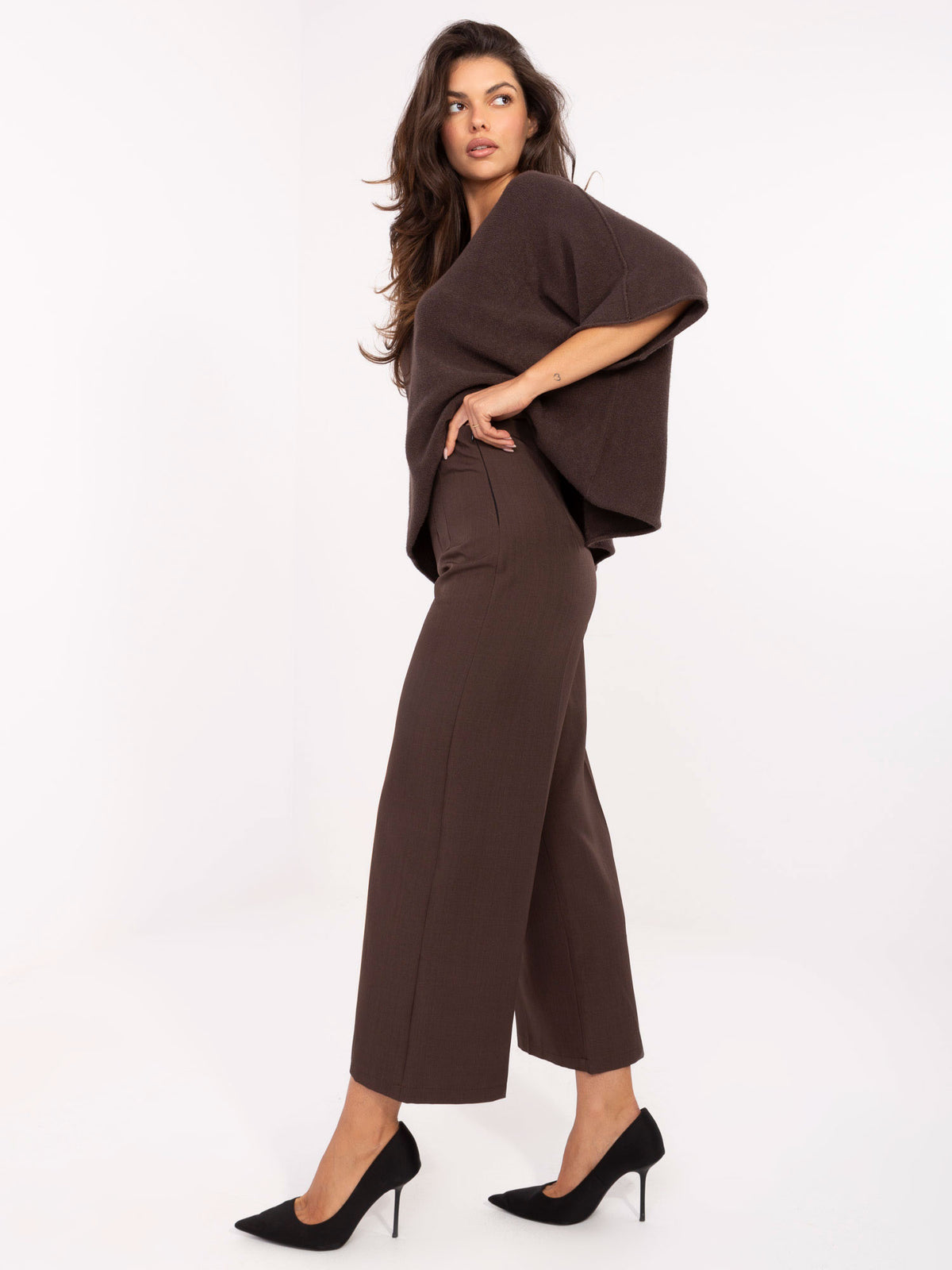 Pantalón culotte traje marrón oscuro