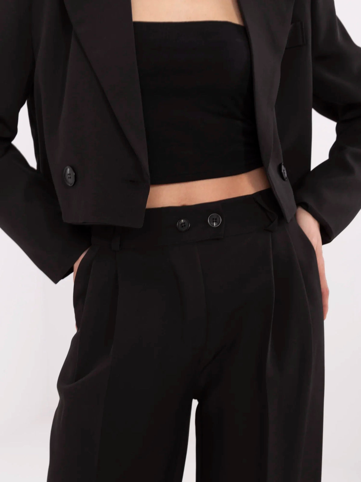 Conjunto traje negro con pantalón