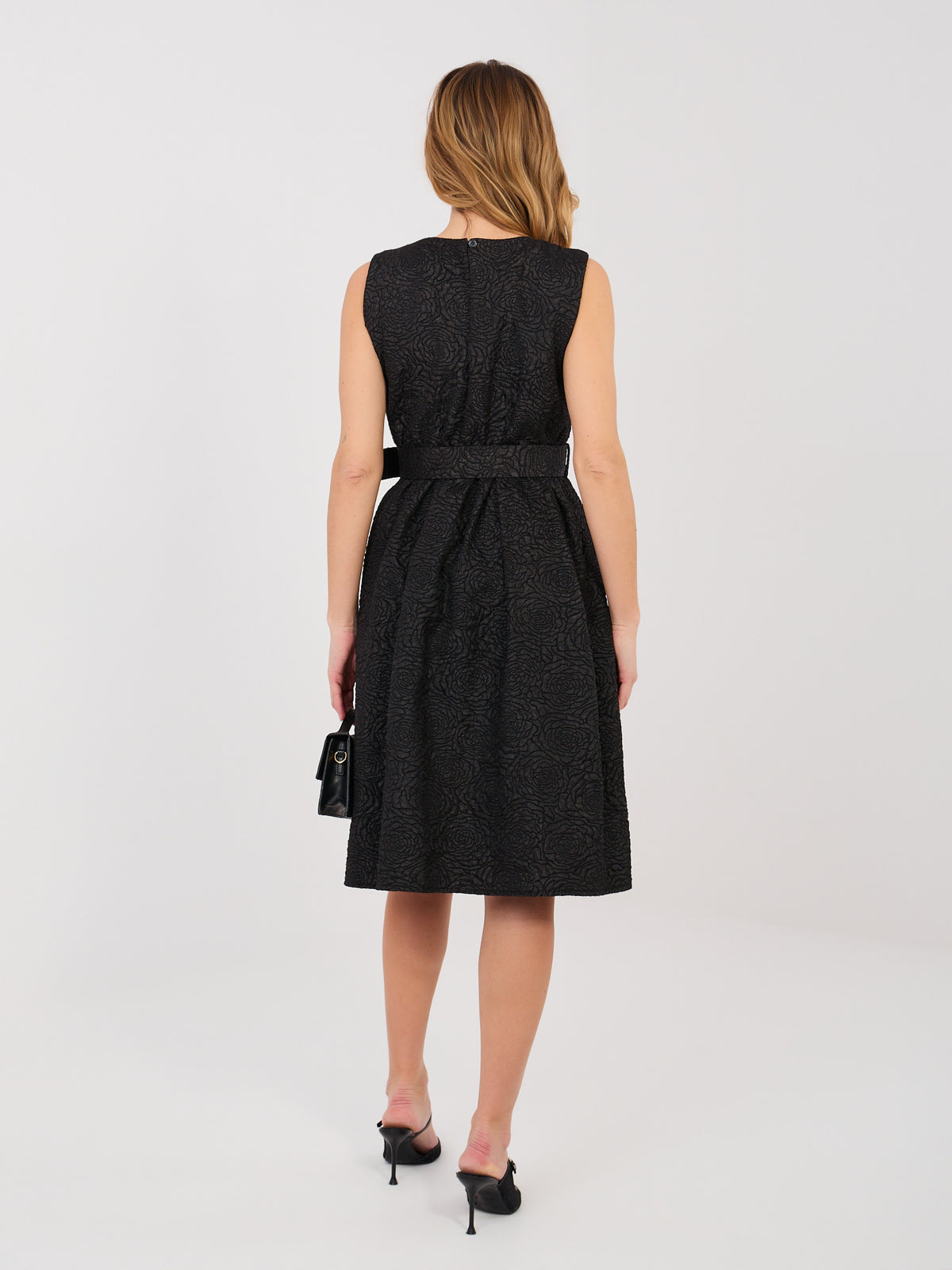 Vestido cocktail negro texturizado RUE PARIS