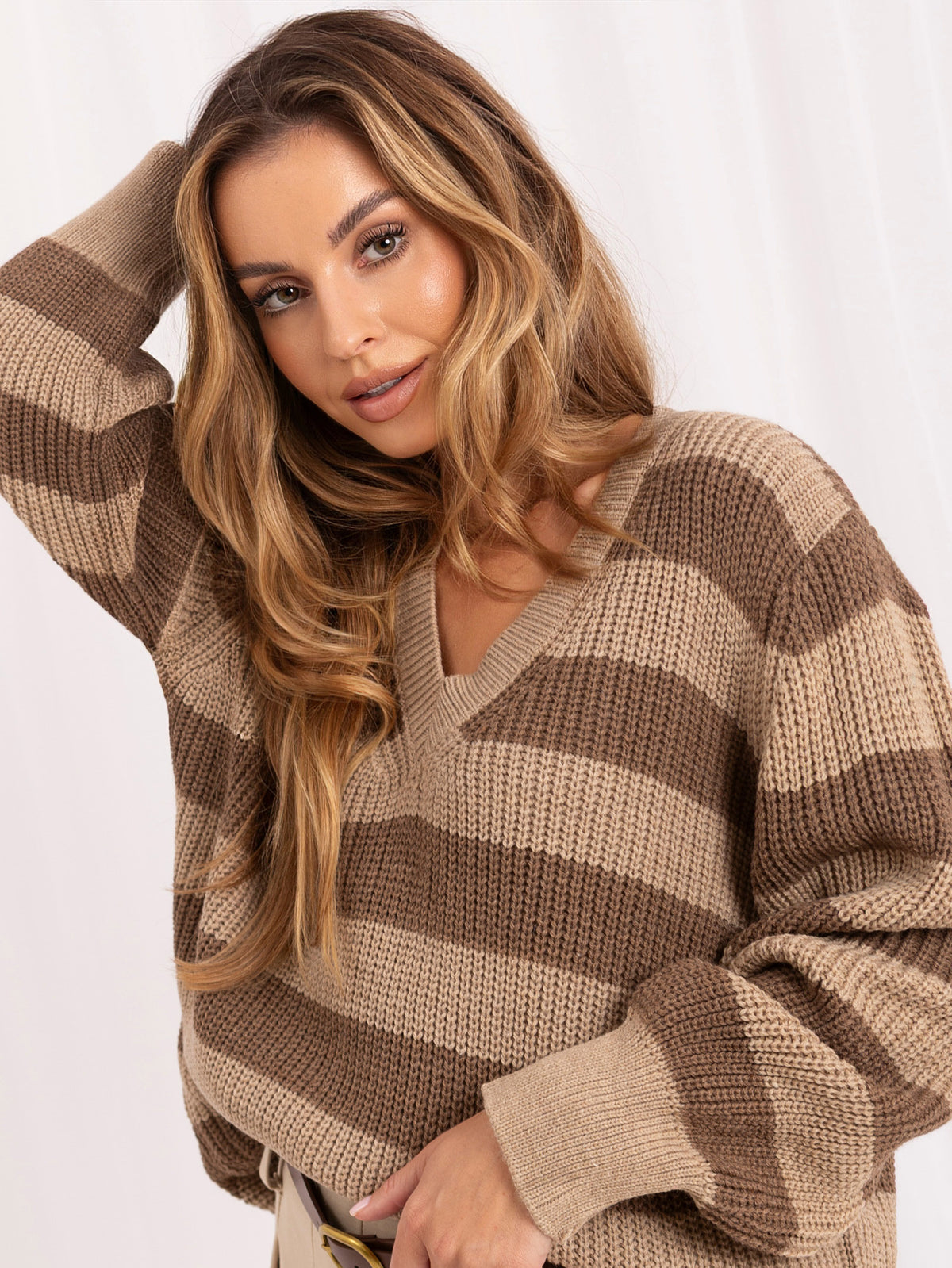 Jersey oversized beige a rayas