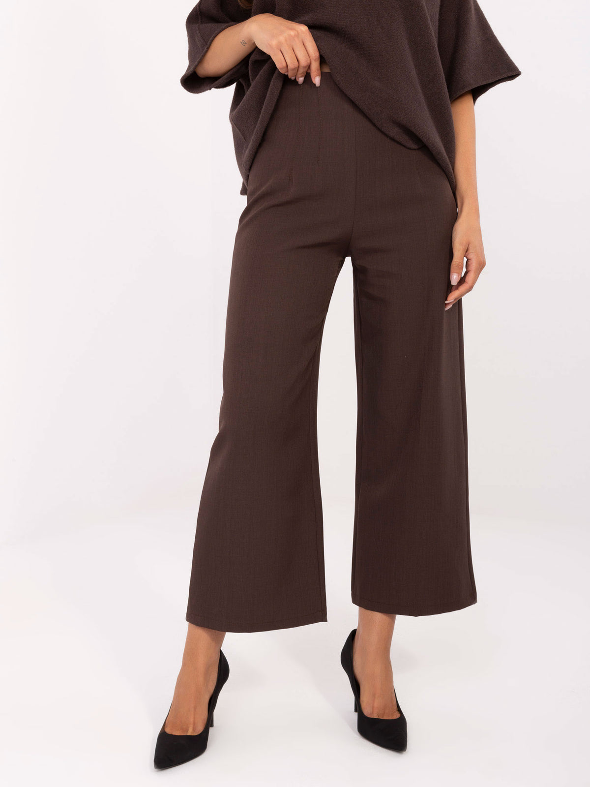 Pantalón culotte traje marrón oscuro