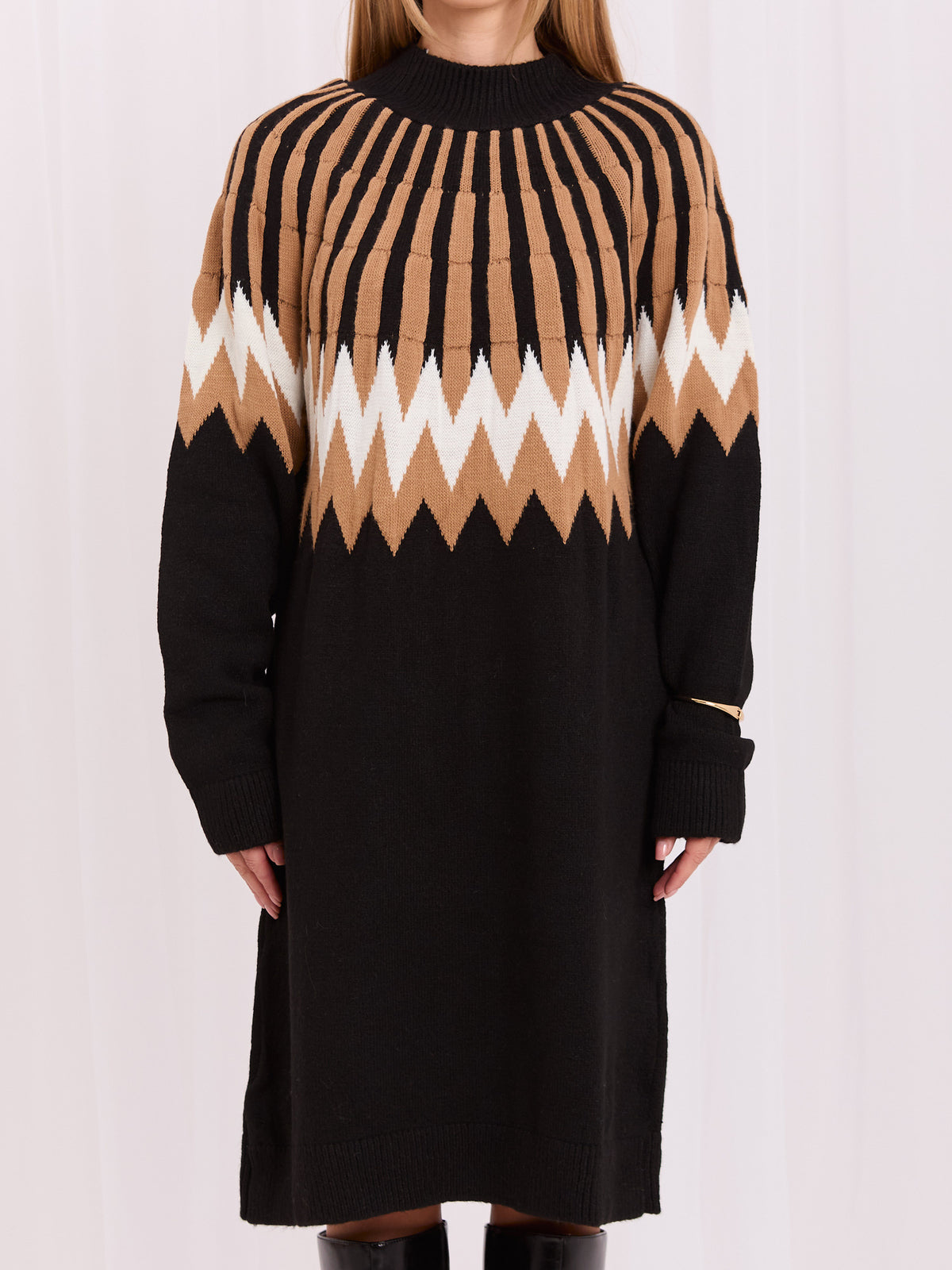 Vestido de punto negro oversized