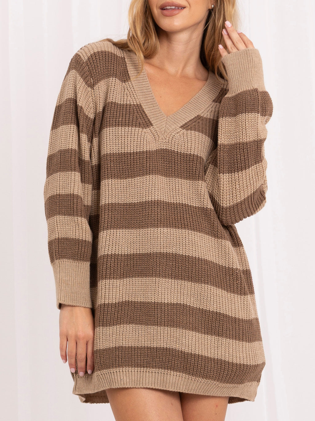 Jersey oversized beige a rayas